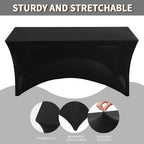 Fixwal 6 Pack 8FT Black Tablecloth Rectangle Spandex Fitted Table Cover - Image 2