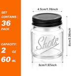 Tessco for you Mini Mason Jar Shot Glasses with Lids 2 oz Dishwasher Safe Mason Canning Jars for Bachelorette Wedding Party Favors Bar Drinks Home Desserts Honey Jam Candy(Clear, Black,36 Pcs) - Image 2
