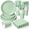 Vyntra 350 Pcs Sage Green Paper Plates and Napkins Party Supplies by PartyTablewareSupplies