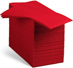 100 Linen-Feel Colored Paper Napkins - Decorative Cloth-Like Brighet Red Dinner Napkins - Soft And Absorbent. For Kitchen, Party, Wedding, Bathroom Or Any Occasion. (Pack of 100) by BloominGoods