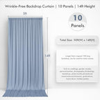 50ftx14FT Wrinkle Free Dusty Blue Backdrop Curtain for Wedding Parties - Image 6