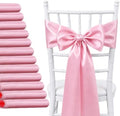50 Pcs Pink Satin Chair Sashes 6 x 108in Chair Bows for Wedding by Unknown