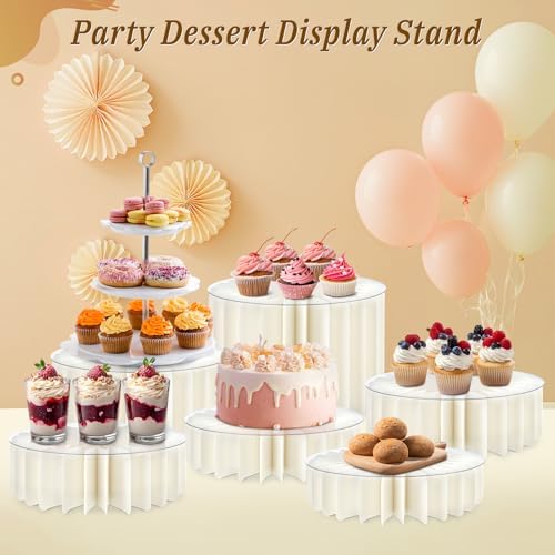 12Pcs Buffet Risers, Food Risers for Table, Foldable Cake Display Stands, Tall Cardboard Cupcakes Stand for Show Catering Desserts Jewelry Wedding Birthday Party Decoration (White) - Image 7