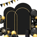 Gawicpy Wedding Arch Backdrop Stand Set Metal Arch Backdrop Stand with Wedding Arch Cover, Wedding Balloon Arch Backdrop Stand for Birthday, Baby Shower, Anniversary (Black, 5.9FT+7.2FT) by Gawicpy