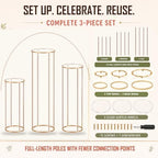 Cylinder Stands for Party, 3PCS Gold Metal Cylinder Pedestal Stands for Display, Heavy Duty Round Cake Stand Tables for Wedding, Birthday, Baby Shower, Dessert Table & Backdrop Decorations - Image 7