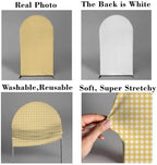 Ginger Yellow Checkered Arch Backdrop Cover 5FT Yellow Gingham Stretchy Spandex Arch Stand Cover for Birthday Baby Shower Ceremony Wedding Party Decoration (Only Cover) - Image 3