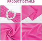 Pack of 120 Spandex Chair Sashes Bows Stretch Chair Cover Band with Buckle Slider Universal Elastic Chair Ties for Wedding Banquet Party Event Decoration (Fuchsia) - Image 3