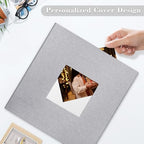 Large Photo Album Self Adhesive, DIY Scrapbook Album for 4x6 8x10 10x12 Pictures, 60 Pages Light Grey Linen Cover Memory Book, Ideal Gift for Family Wedding Baby Christmas Anniversary - Image 2