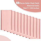fani Rose Gold Satin Chair Straps Bows,60 PCS 7x108 Inch,Chair Sash - Image 2