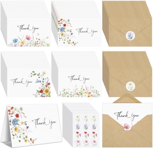 600 PCS Floral Thank You Cards with Envelopes and Stickers, 4 x 6 Inch by UZLUbuywithconfidence