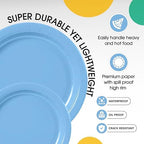 Party Solids Exquisite Light Blue Paper Plates Disposable Heavy Duty 200 Pcs - 100-7 & 100-9 Light Blue Disposable Plates for Party Heavy Duty 350 GSM for Birthday Supplies - Image 4