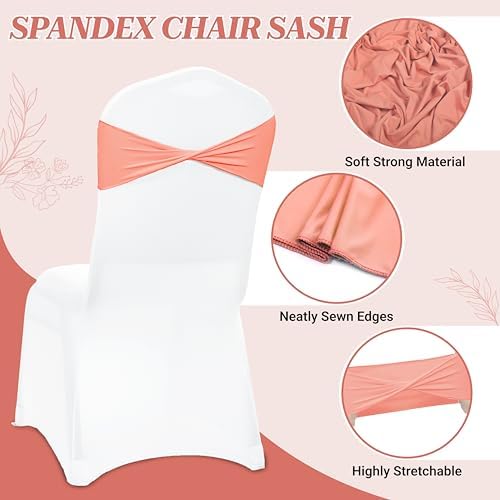 MDS Pack of 250 Spandex Chair Sashes Without Slider Buckles – Peach - Image 3