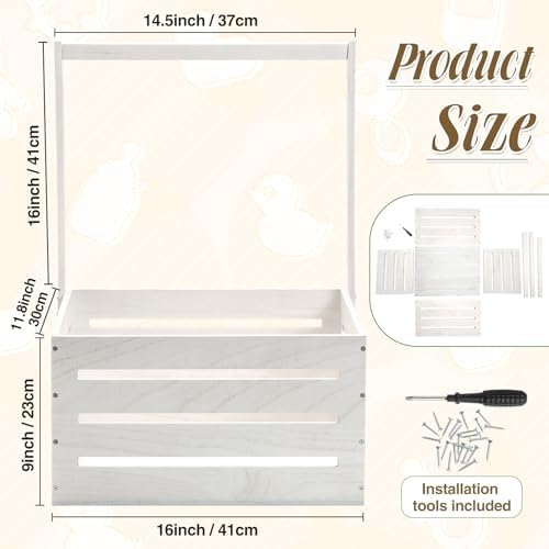 Suzile Baby Shower Crate Wooden Closet Baby Basket Gift,White - Image 3