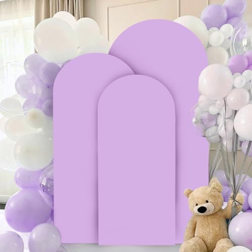 FANPROMS Wedding Arch Cover Set of 3 Lavender Arch Spandex Covers Baby Shower Chiara Arch Backdrop Stand Cover Round Top Stretchy Backdrop 5FT 6FT 7FT Arched Stand Covers for Parties Ornament - Image 4