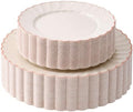 By Madee HEAVYWEIGHT Ivory Rose Gold Scalloped Plates for Wedding 60 Pc by byMadee