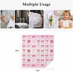 Pink Ribbon Bow Cloth Napkins Set of 8, Fantasy Sweet Bows Modern Abstract Washable Reusable Dinner Cocktail Napkin for Kitchen Party Wedding Banquet Holiday Baby Shower Table Decor - Image 5