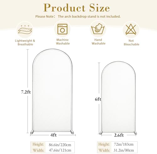 Beige Sage Green Arch Cover 7.2FT 6FT Wedding Arch Backdrop Covers Set of 2 Stretchy Spandex Balloon Arch Backdrop for Birthday Party Decor Baby Bridal Shower Anniversary Banquet Photo Background - Image 5