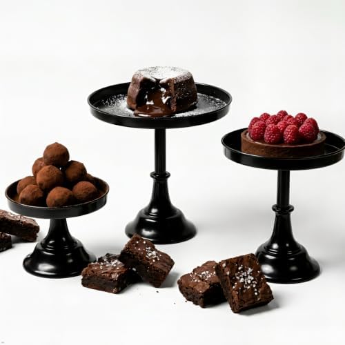 Black 3Pcs Metal Round Cake Stand Set 8/10/12 Inch Dessert Display - Image 3