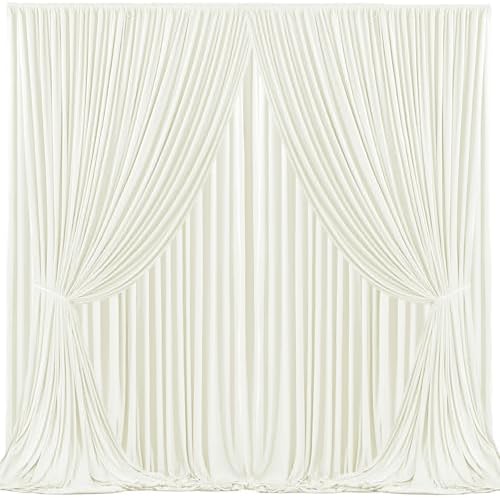 20x10ft Ivory Backdrop Curtain for Wedding Parties Wrinkle Free Fabric Ivory Drapes Backdrop Decoration for Baby Shower Birthday Photography Decoration 4 Panels, 5ft x 10ft by Gogoparti