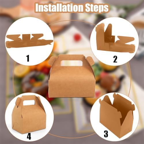 ZSDRTYU Treat Boxes, 50 Pcs Gable Boxes Party Favor Boxes Favor Boxes, Kraft Gable Treat Boxes For Christmas Party Decorations Birthday (Kraft) - Image 3