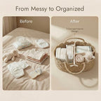 YANGQIHOME Diaper Caddy Organizer, Seagrass Nursery Baby Basket for Baby Essentials, Scalloped Wicker Diaper Caddy, Baby Shower Gifts (Diamond) - Image 3