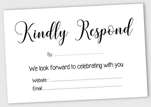 50 Blank RSVP Cards with White Envelopes White 4"x6" Response Cards-RSVP Reply Card for Wedding-Bridal Shower-Baby Shower-Rehearsal Dinner by Inkdotpot