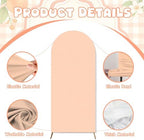 2PCS Peach Baby Shower Arch Backdrop Cover 6ft 7.2ft - Image 6