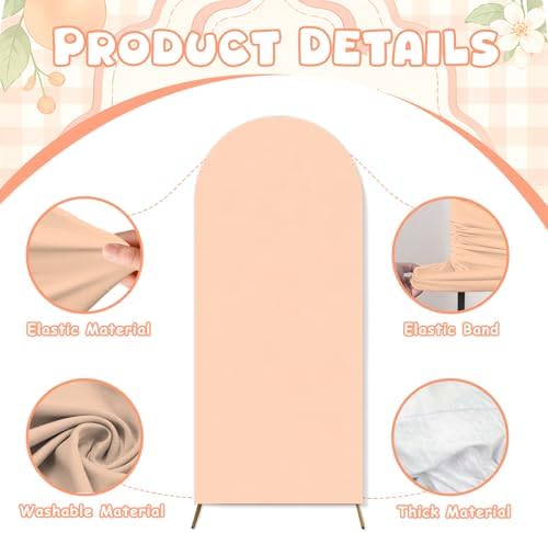 2PCS Peach Baby Shower Arch Backdrop Cover 6ft 7.2ft - Image 6