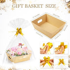 AFOROEOA 10PACK Baskets For Gifts Empty, 10 x 8”Thick Kraft Gift Basket with 10 Clear Gift Bags and 10 Pull Bows, Empty Gift Baskets for Christmas, Thanksgiving Wedding Birthday Party Wrapping Gift - Image 2