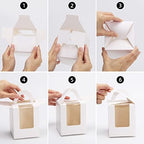 acDesign 100Pcs Cupcake Boxes With Window 3.6in*3.6in*4.3in Cupcake Carrier Individual With Handle and Inserts for Wedding Bakery Wrapping Party Favor Packing(White) - Image 6