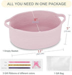 COMSE Small Woven Basket with Gift Bag and Ribbons, Gift Basket Empty, and Large Diaper Caddy Organizer for Girl Boy, Car Diaper Caddy with Handles - Image 2