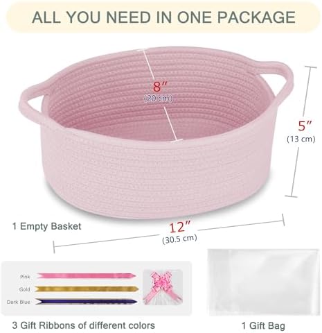 COMSE Small Woven Basket with Gift Bags and Ribbons, Gift Basket Empty, and Large Storage Basket, Large Blanket Baskets, Laundry Hampers - Image 2