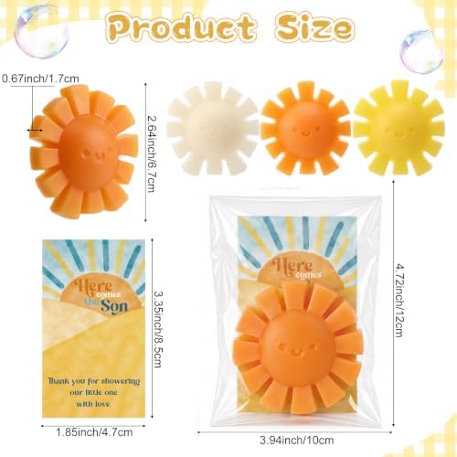 Leelosp 90 Sets Here Comes the Son Baby Shower Favors Sun Soaps Sun Handmade Scented Soap with Thank You Cards and Bags for Guests Baby Shower Game Prize Party Supplies Return Gifts - Image 2