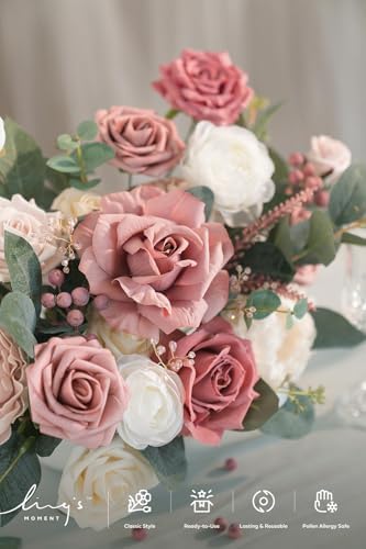 Ling's moment Fake Flowers Box, Cinnamon Rose & Ivory Grand Combo - Image 3