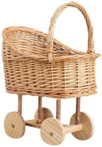 Wicker Stroller Flower Basket,Woven Rattan Pushcart Planter Basket for Wedding Baby Shower Centerpiece Candy Storage Home Decor (Small) by NEUTREHK