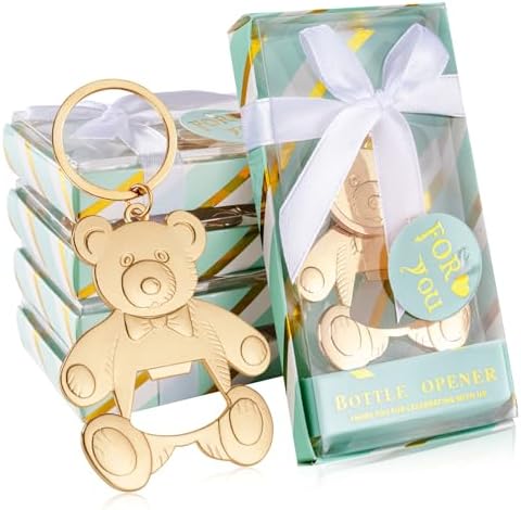 package of 24 Bear shower bottle openers, Baby shower bottle openers, baby shower gifts, gifts for guests（green） by Uezea