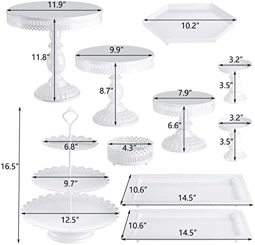 Hedume 10-Set Cake Stands, Metal Cupcake Stand Set with Multiple Combination Styles, Dessert Plate Cake Serving Tray Candy Fruit Display Tower for Wedding, Birthday Party, Anniversary, Baby Shower - Image 4