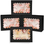 qiqee Black 6 Cupcake Boxes with Window Auto-pop up 30 Packs Cupcake Box 9.4"x6.1"x3.3" Bakery Boxes For Cupcakes Carrier, Cupcake Containers by Qiqee