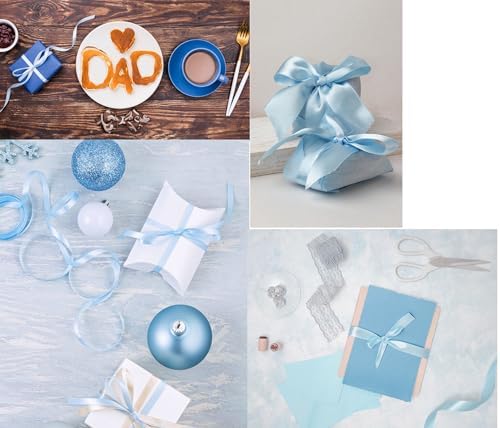 Satin Ribbon Ribbon Satin Ribbon Gift Ribbon Decorative Ribbon Chair Band Wedding Chair Sash Table Decoration Opening Christmas Decoration Party Decoration Ribbon Bow (Mist Blue, 6 mm x 25 m) - Image 2