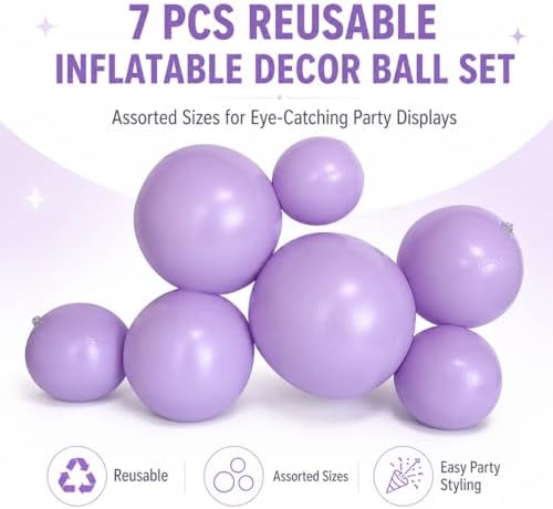 Reusable Inflatable Balloon, Reusable Inflatable Balloon Garland Arch Kit for Parties, Easy Setup Balloon Arch Decoration for Birthday, Wedding & Celebration (7Pcs White) - Image 3