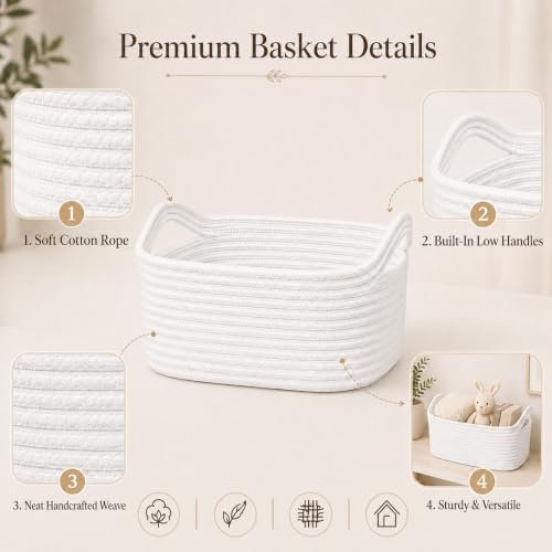 10 Pack White Woven Gift Baskets with Gift Bags and Ribbons, 12"x8"x5" - Image 2