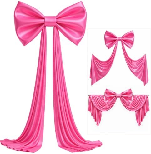 Big Hot Pink Bow Backdrop Party Decorations Pink Bow Decor 48x24x120 Inches Giant Bow Birthday Party Backdrop for Wedding Baby Shower Bridal Shower Photography Coquette Room Decor - Image 5