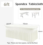 4 pk Ivory Spandex Tablecloth 6ft with Ruffle Skirts,Wrinkle Free High Stretch Cream Fitted Tablecloths for 6 Foot Rectangle Tables,Elastic Spandex Table Covers 6 ft for Parties Weddings Banquet - Image 4