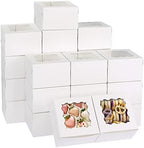 120pcs Small Cookie Boxes with Window, 4x4x2.5 In White Bakery Boxes by Moretoes