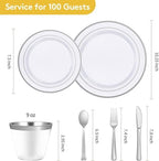 Goodluck 420Pieces silver Disposable Plates for 70 Guests - Image 3