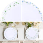 YOUBET 60PCS Blue and Green Floral Plastic Plates for Tea Party Wedding - Image 4