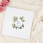 Andaz Press Personalized Wedding Guestbook with Gold Accents, Glitter Gold Greenery Design White Guest Sign in Guest Registry 120 Pages 8.5 X 8.5 Memories Book for DIY, Scrapbook, Photo Album - Image 2