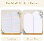 Rainbow White Arch Covers 7.2 and 6ft Sequin Sparkly Birthday Party Arch Backdrop Covers Set of 2 Spandex Shimmer Balloon Arch Stand Cover for Wedding Bridal Shower Baby Shower Photo Arches Background - Image 4