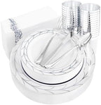 COLOSUS 175PCS Silver Plastic Dinnerware Sets With Fancy Silverware Set. by COLOSUS