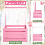 Barydat Wooden Baby Shower Crate Basket with Handle, Pink - Image 2